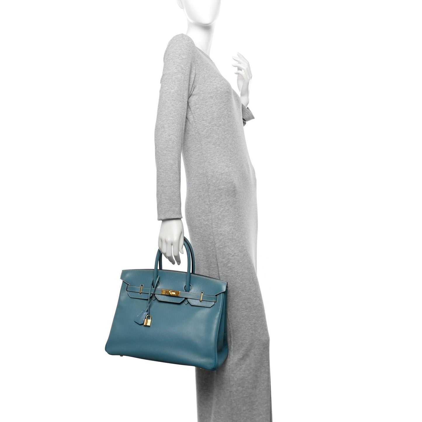 Hermes Courchevel Birkin 35 Blue Jean