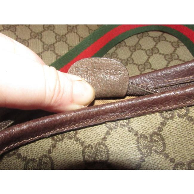 Gucci Vintage Leather And Large G Logo Print Coated Canvas In Shades Of Brown