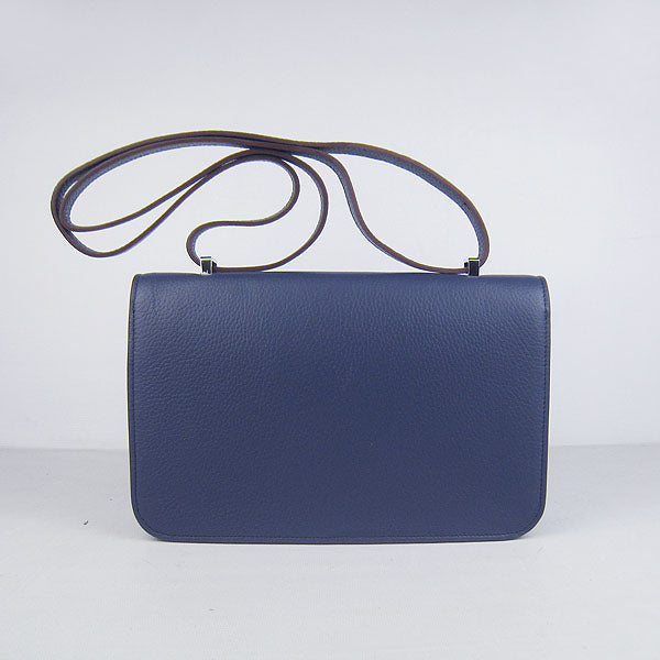 Luxury Hermes calf Leather Message Bag H020 dark blue silver