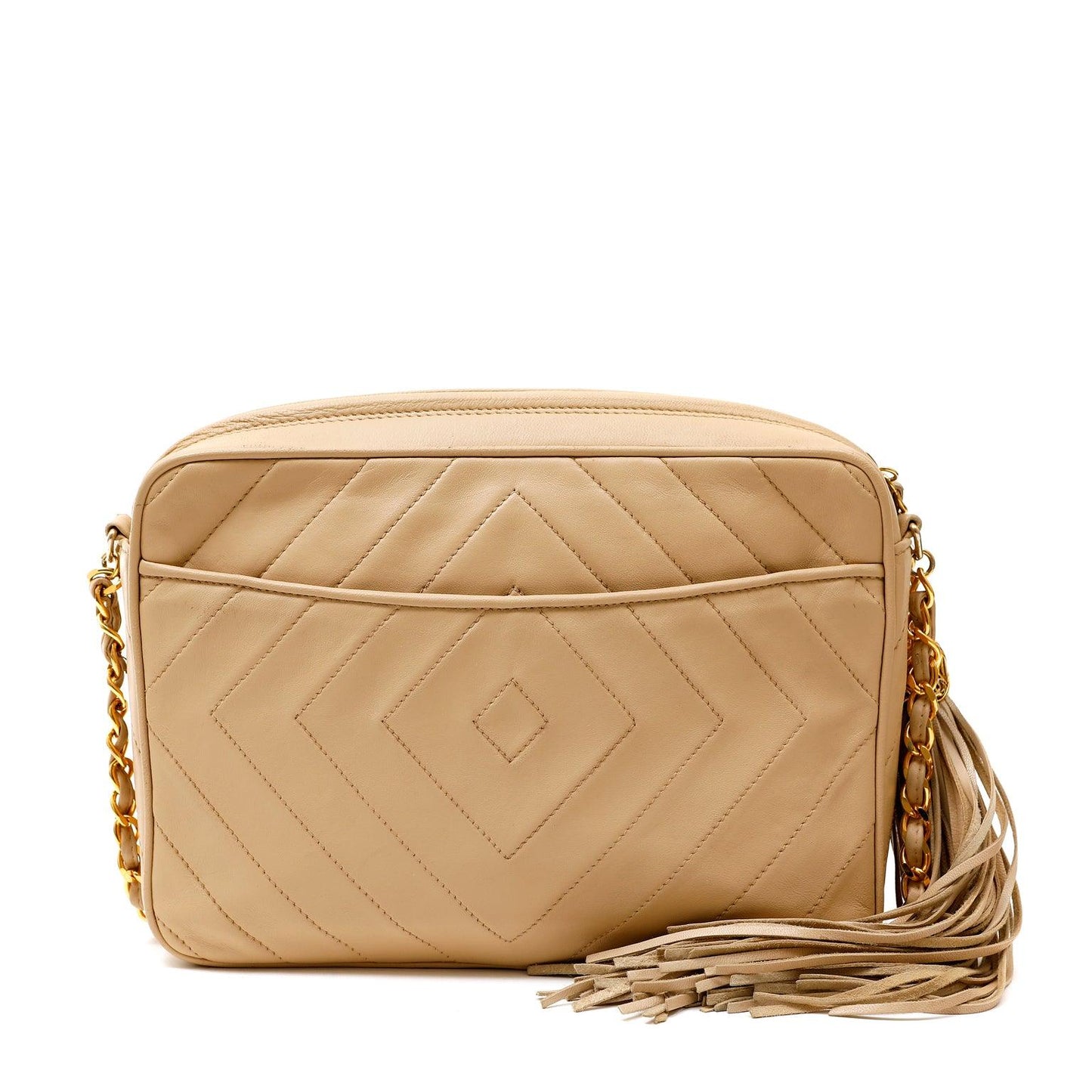 Chanel Beige Quilted Leather   Camera Bag