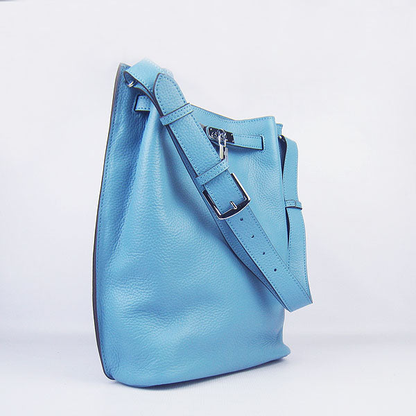 Luxury Hermes Nappa Leather Shoulder Bag H2804 light blue Silver