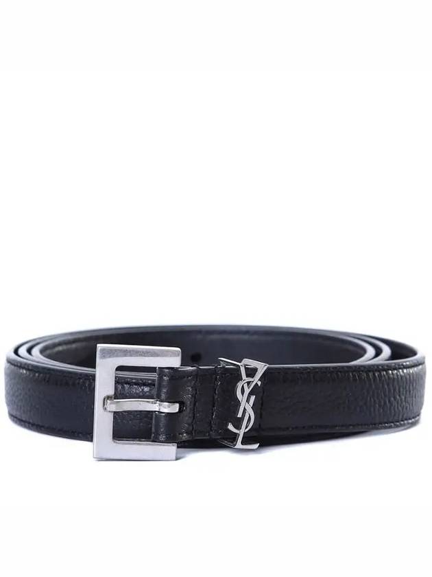 Luxury Saint Laurent Trending 2025 Men's Monogram Grain Belt Black