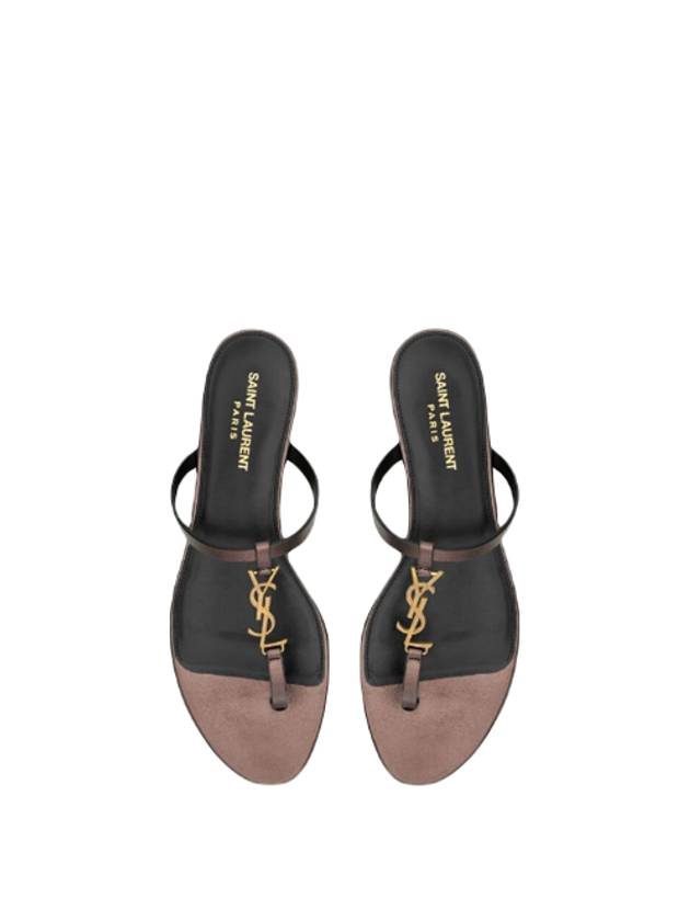 Luxury Saint Laurent Trending 2025 Cassandra Slide Leather Flip Flops Brown