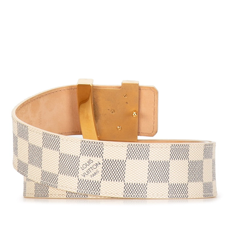 Louis Vuitton Damier Azur Sanctuary Initial 40MM Belt 80/32 M9609 White PVC Leather Mens LOUIS VUITTON