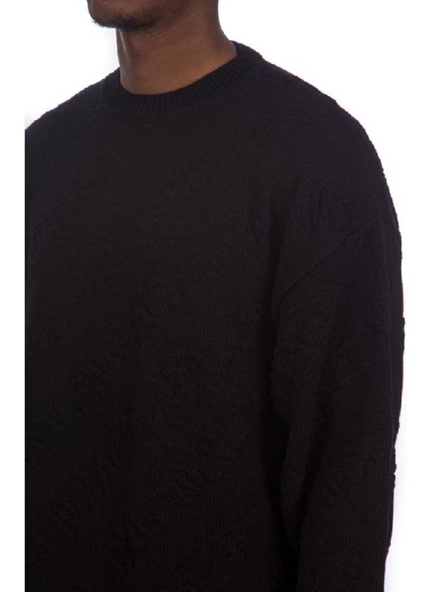 Luxury Balenciaga Trending 2026 Logo Jacquard Cotton Knit Top Black