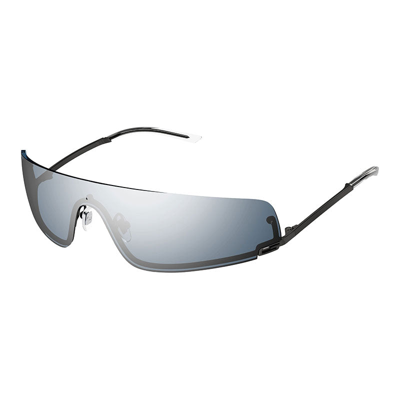 Gucci Sunglasses Shield Semi Rim, Shiny Silver Frame and Grey Lens GG1561S001