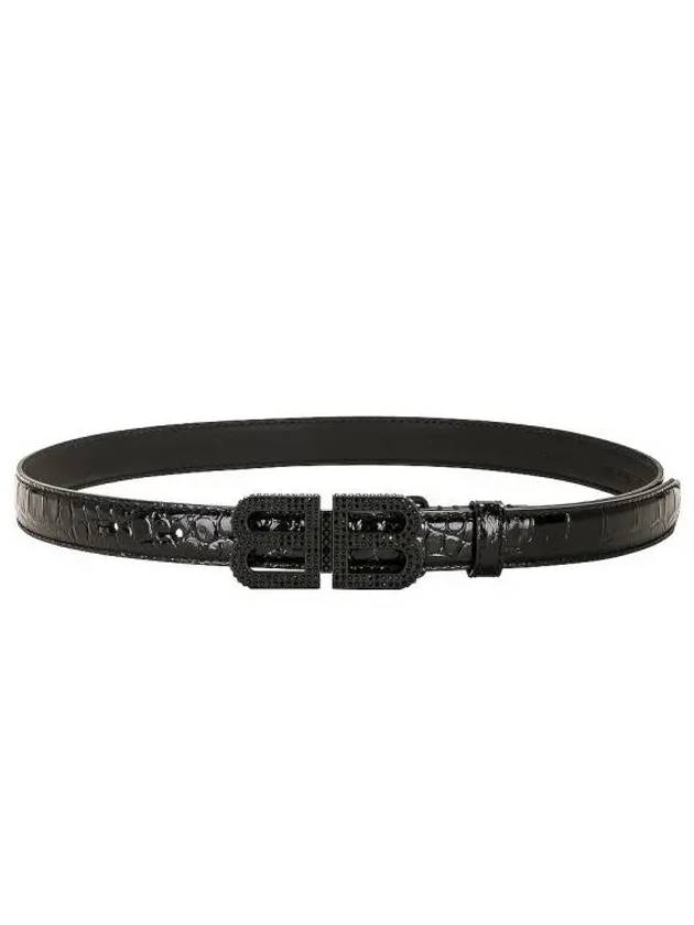 Luxury Balenciaga Trending 2026 BB Hourglass Leather Belt Black