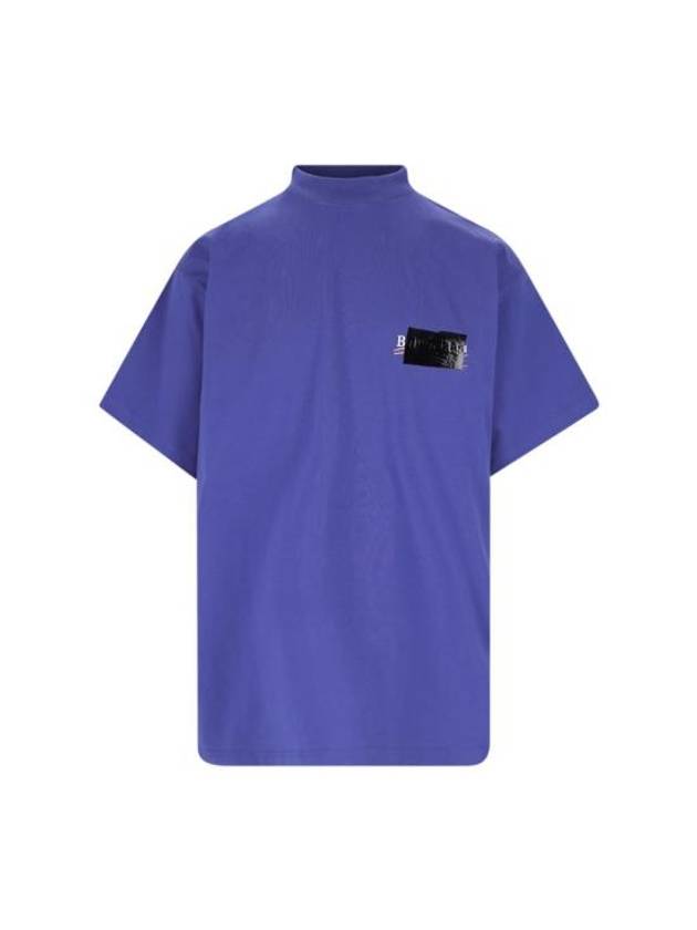 Luxury Balenciaga Trending 2026 Gaffer Political Campaign Short Sleeve T-Shirt Blue