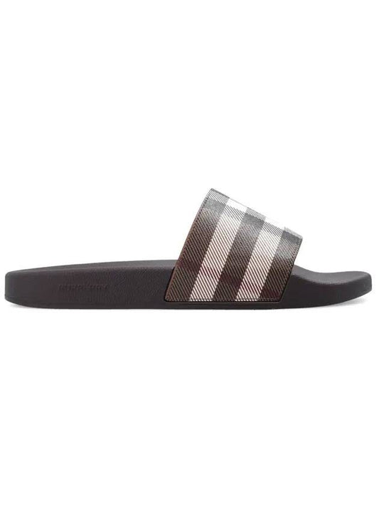 Luxury Burberry Check Print Slide Slippers Brown