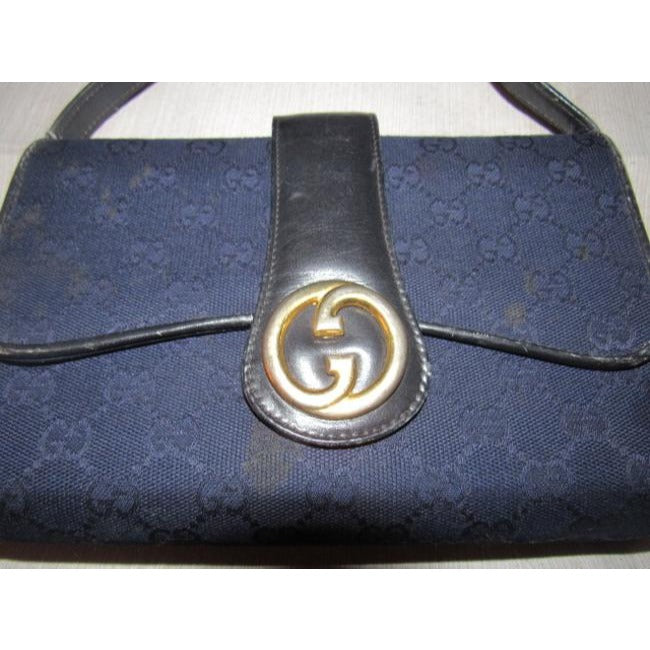 Gucci Envelope Leather Canvas Shoulder Bag
