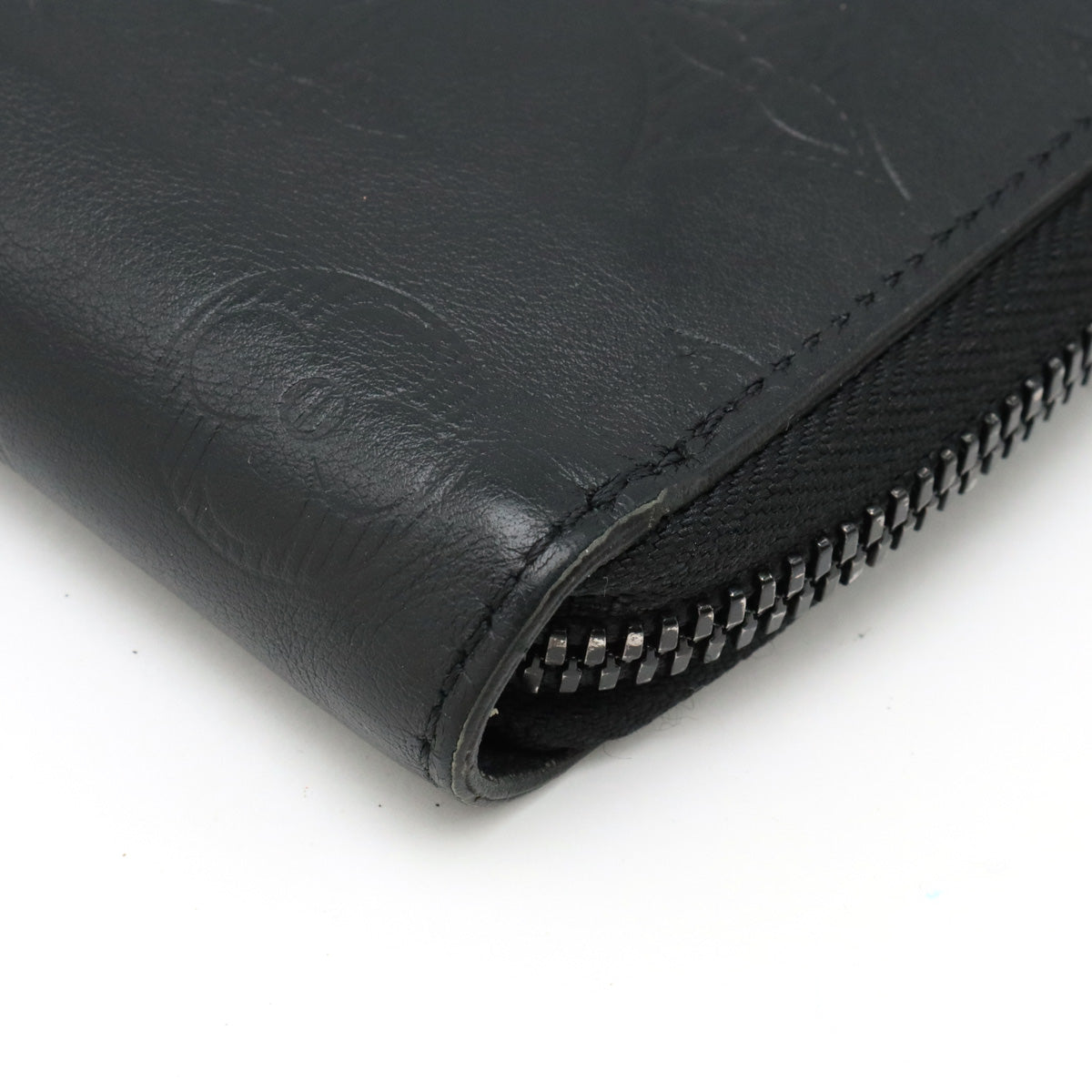 Louis Vuitton Monogram Shadow Zippie Wallet Vertical Round Long Wallet Leather Black M62902