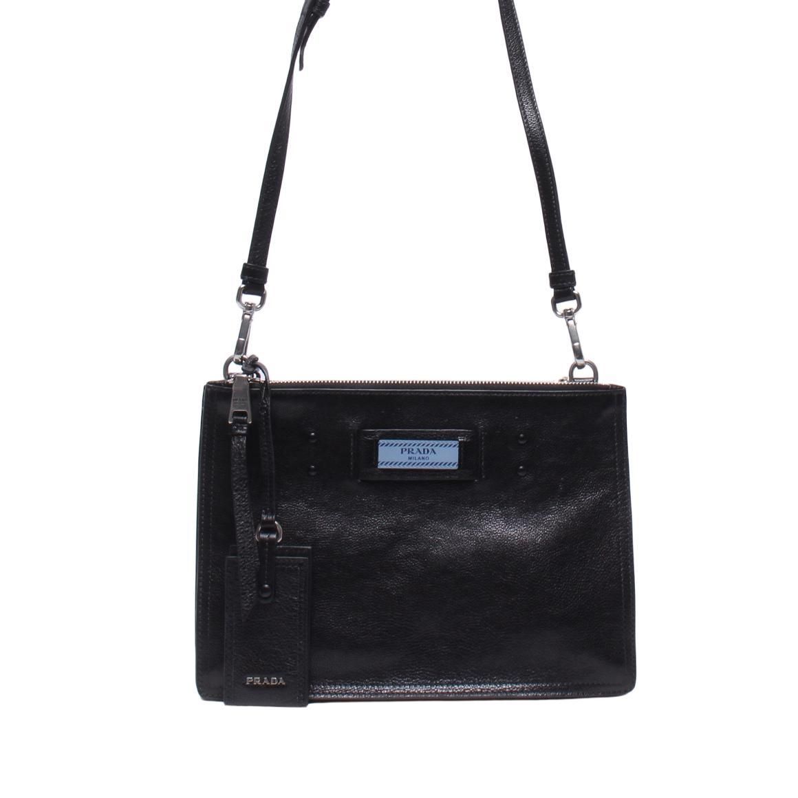 Prada Glace Calf Etiquette Shoulder Bag - Black Crossbody  ITL4T5EE3FIO