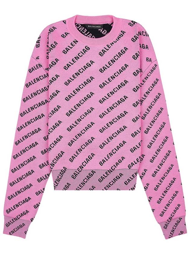 Luxury Balenciaga Trending 2026 Mini All-Over Logo Knit Top Pink