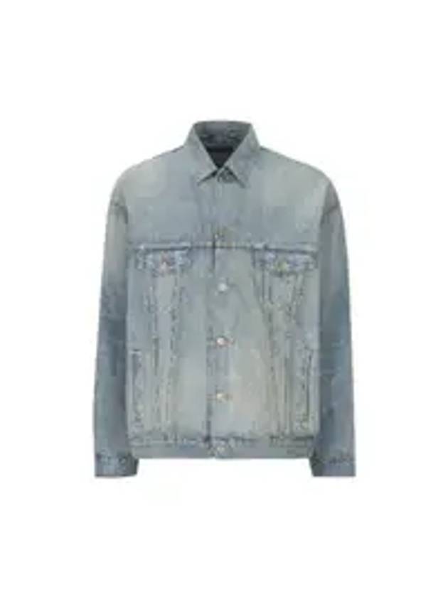 Luxury Balenciaga Trending 2026 Paris Tropical Denim Jacket Blue