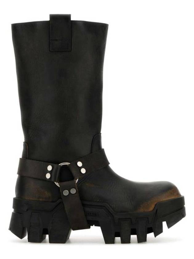 Luxury Balenciaga Trending 2026 Bulldozer Harness Leather Worker Boots Black