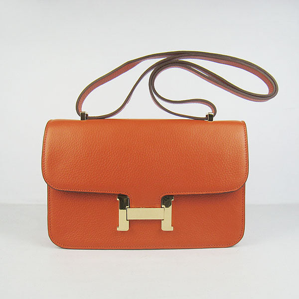Luxury Hermes calf Leather Message Bag H020 orange golden