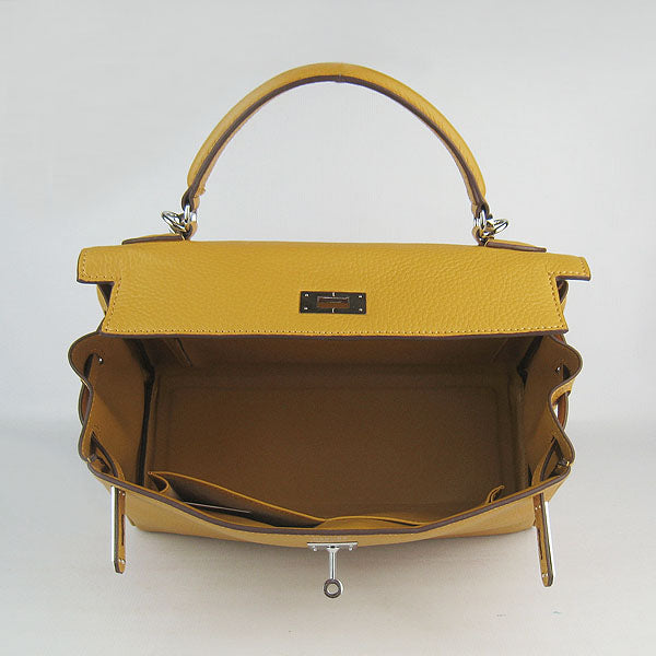 Luxury Hermes Kelly 32cm Togo Leather Handbag 6108 Yellow Silve