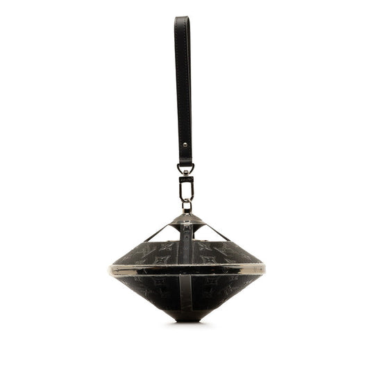 Louis Vuitton Monogram Horizon Lighting Speaker Obje QAC000 Gummetal Black Stainless Leather Men LOUIS VUITTON