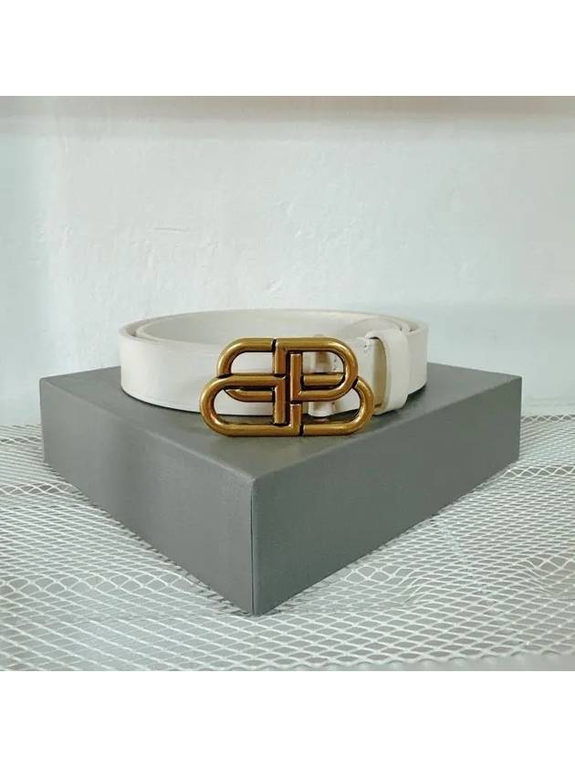 Luxury Balenciaga Trending 2026 BB Buckle Belt White