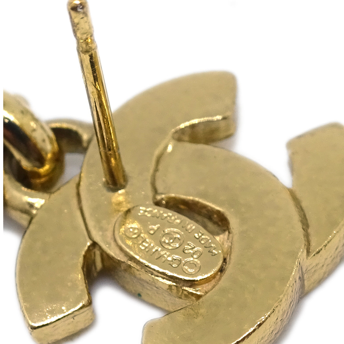 Chanel Bag Dangle Pierced Earrings Gold 02P