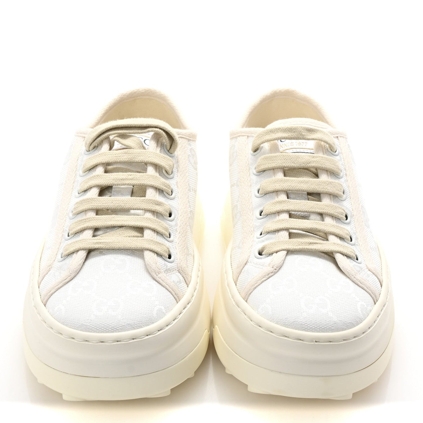 Gucci GG Monogram Womens 1977 Tennis Platform 52mm Sneakers 37 Great White Mystic White
