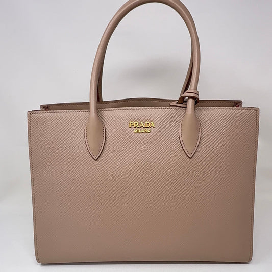 PRADA handbag leather Pink with black line   B24-33