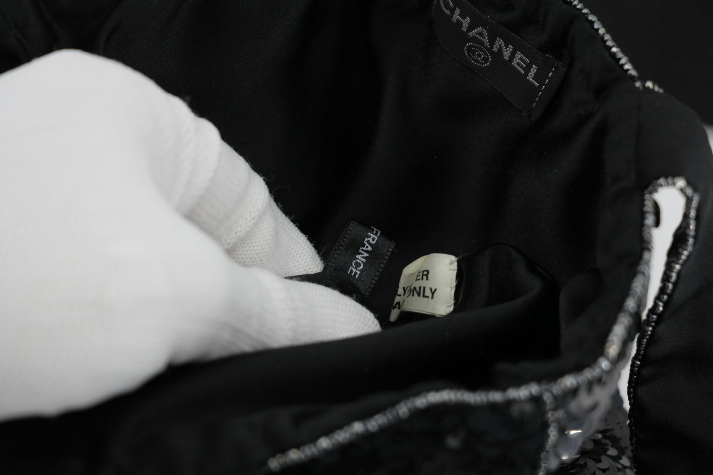 Chanel Coco Mark Metallic Black Sequin Tote Bag