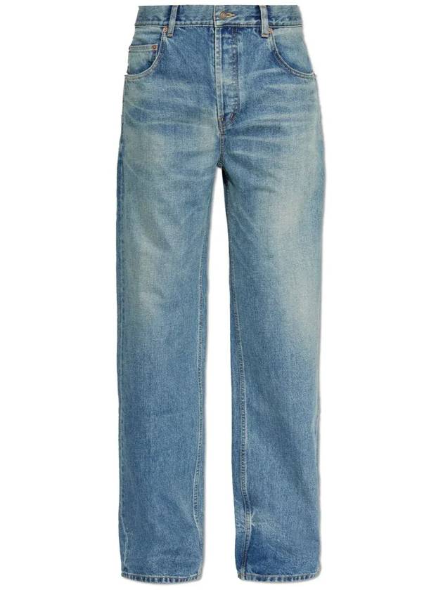 Luxury Saint Laurent Trending 2025 Mid Rise Baggy Jeans Blue