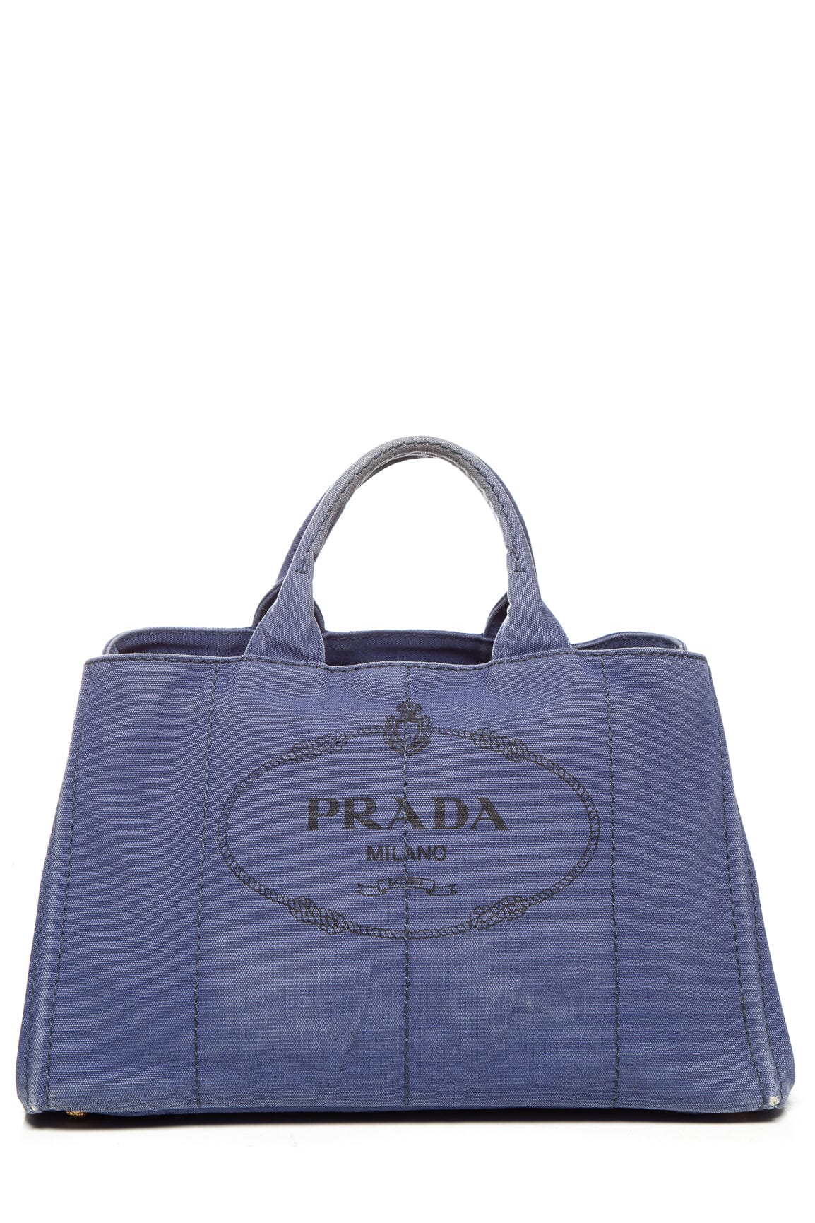 Prada  Blue Canvas Canapa Tote