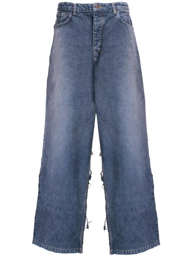 Luxury Balenciaga Trending 2026 Wide Leg Panelled Jeans Blue