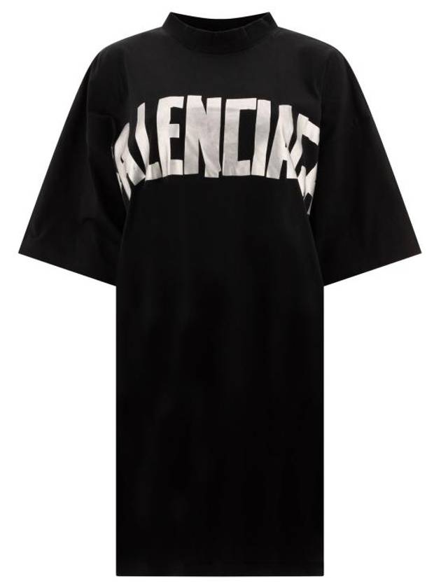 Luxury Balenciaga Trending 2026 Logo Print T-Shirt Short Dress Black