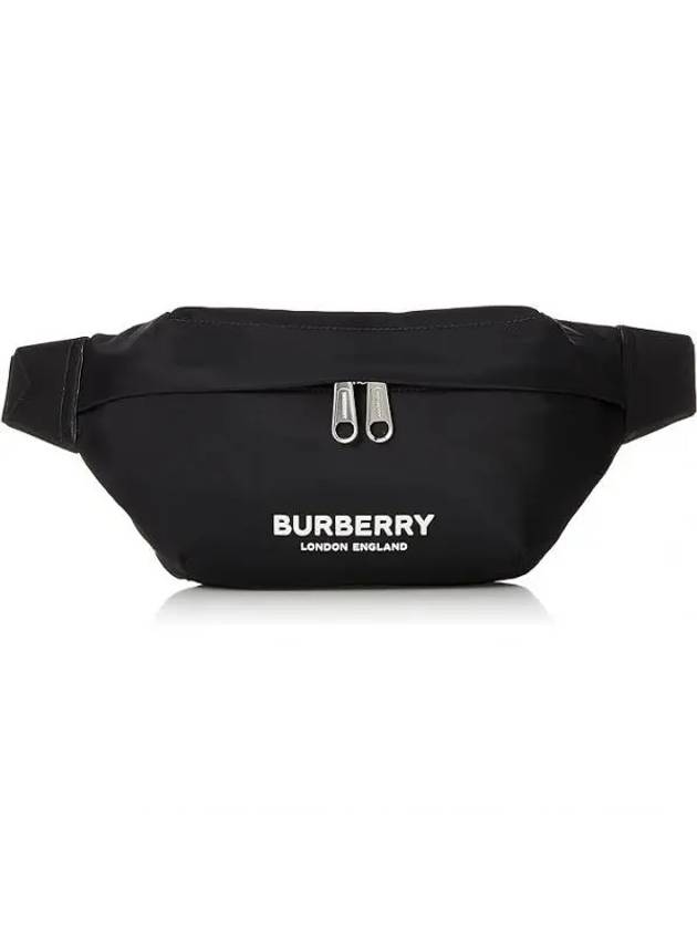 Luxury Burberry Logo Print Nylon Sonny Bum Belt Bag Black