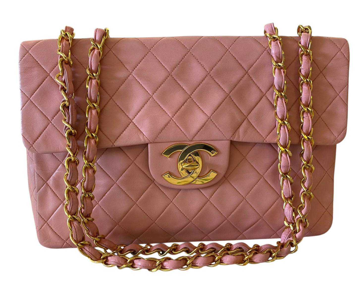 Chanel  90s Barbie Pink Lambskin Maxi 24K Gold Hardware