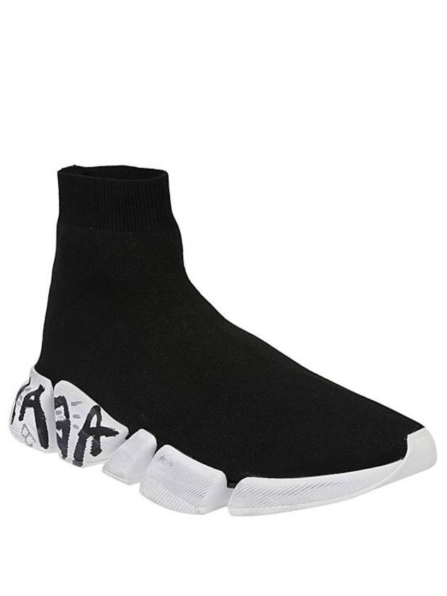 Luxury Balenciaga Trending 2026 Speed 2.0 Graffiti Knit High Top Sneakers Black
