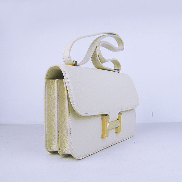Luxury Hermes Calf Leather Message Bag H020 Beige Golden