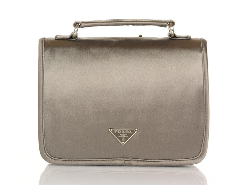Prada Gray Satin Evening Bag