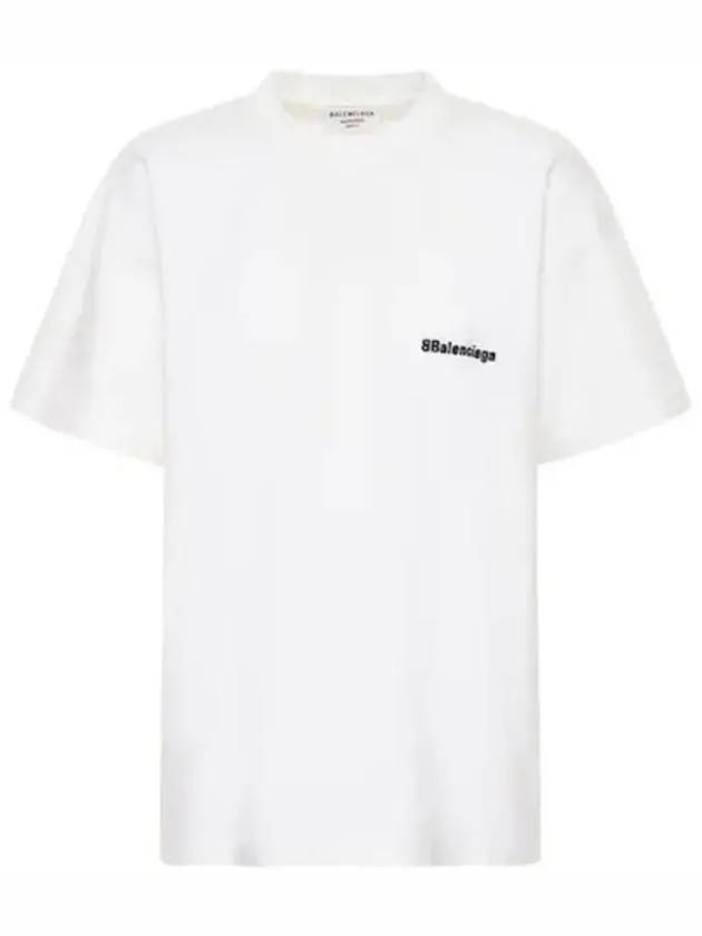 Luxury Balenciaga Trending 2026 Embroided Logo Short Sleeve T-Shirt White