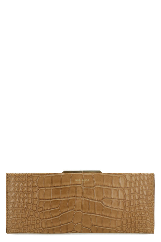 Luxury Saint Laurent Trending 2025 Women's Midnight Leather Clutch in Brown | 697655EAAB6 Color 7732