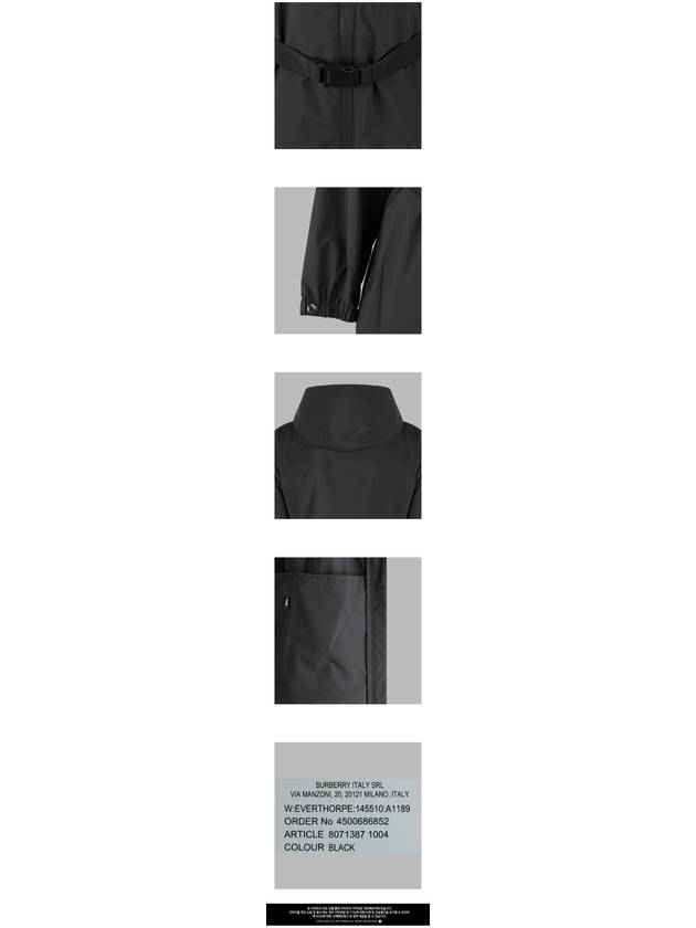 Luxury Burberry EKD Print Belted Lightweight Short Parka Black