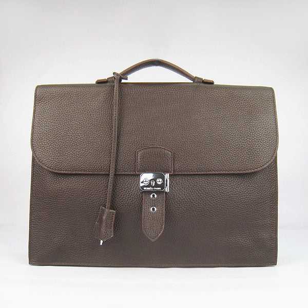 Luxury Hermes Briefcases 2813 Unisex Briefcase Coffee