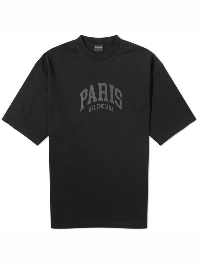 Luxury Balenciaga Trending 2026 Cities Paris Logo Medium Short Sleeve T-Shirt Black