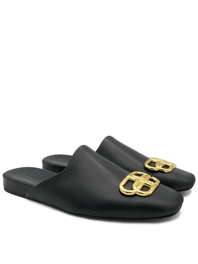Luxury Balenciaga Trending 2026 BB Logo Leather Mule Black