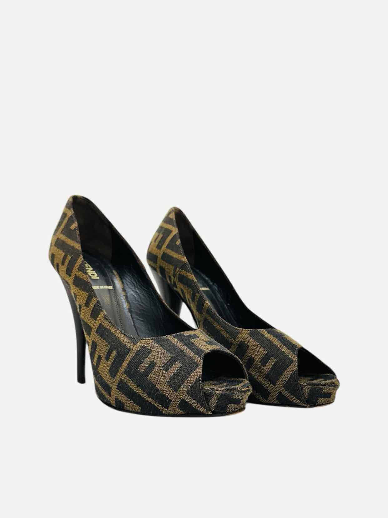 FENDI Open Toe Brown Size EU 37.5 Pumps