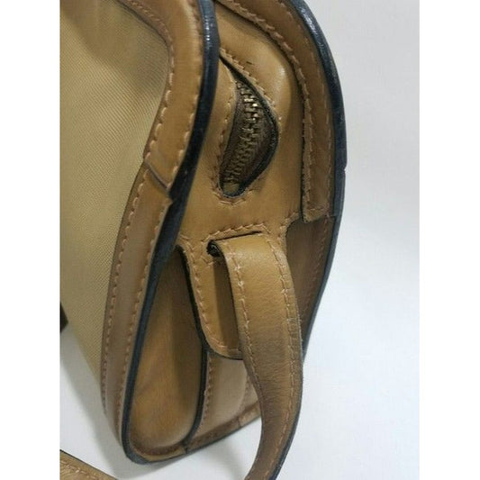 Gucci Vintage Khaki Canvas And Leather Canvas Shoulder Bag