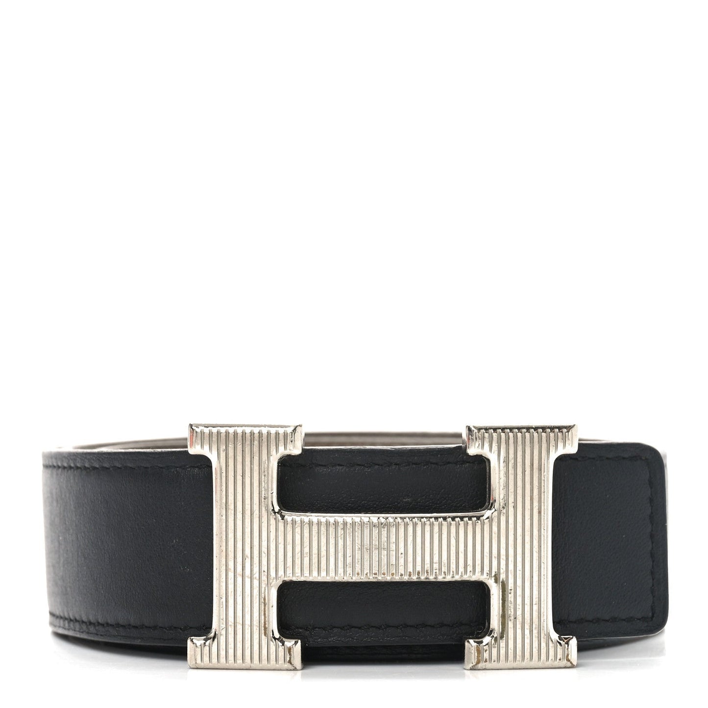 Hermes Epsom Swift 32mm Striee H Belt   90 36 Etoupe Black