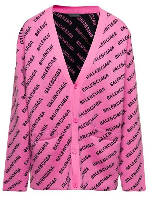 Luxury Balenciaga Trending 2026 All-Over Logo Cardigan Pink
