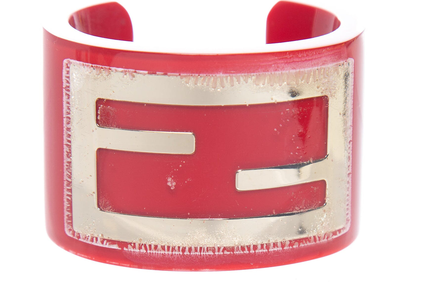 Fendi Red Resin Zucca Cuff Bracelet