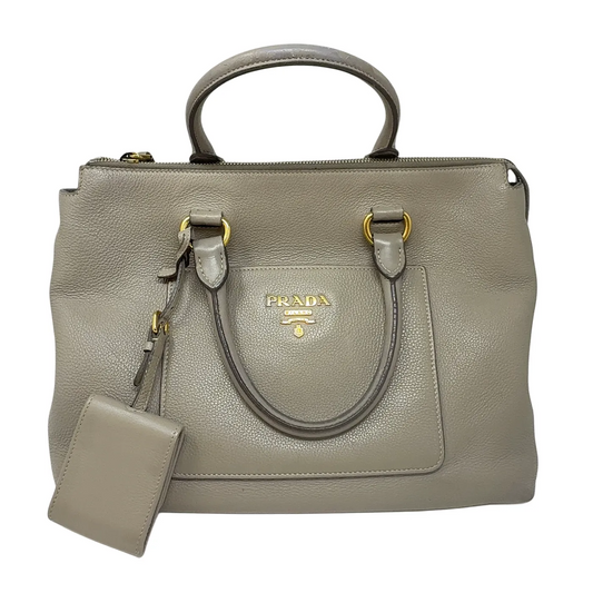Prada Grey Daino Leather Two Way Tote Bag with Strap B20-47