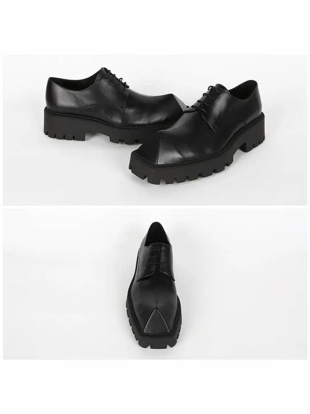 Luxury Balenciaga Trending 2026 Men's Rhino Square Toe Leather Derby Black