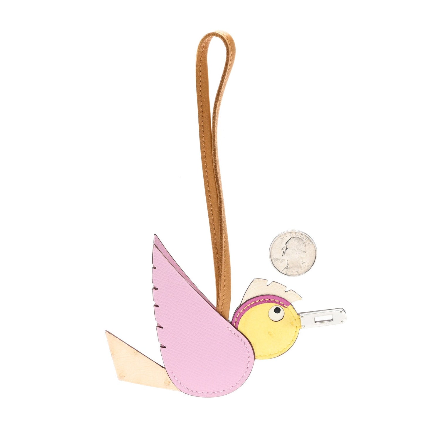 Hermes Ostrich Epsom Swift Birdy Bag Charm Mauve Sylvestre